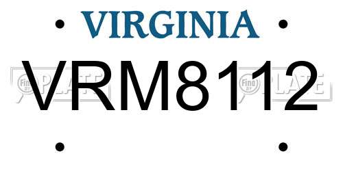 VRM8112 Virginia License Plate