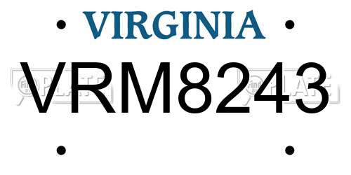 VRM8243 Virginia License Plate
