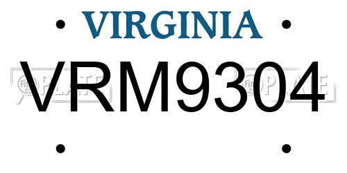 VRM9304 Virginia License Plate