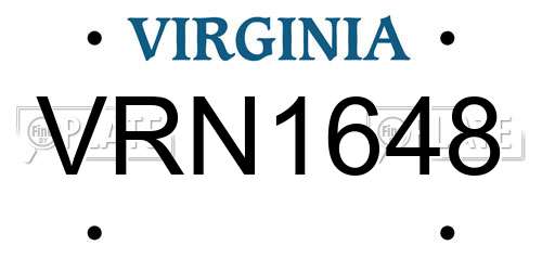 VRN1648 Virginia License Plate