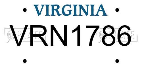 VRN1786 Virginia License Plate