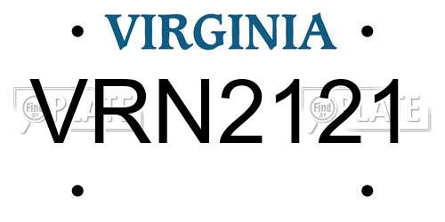 VRN2121 Virginia License Plate