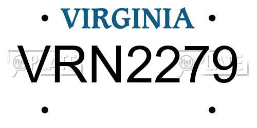 VRN2279 Virginia License Plate
