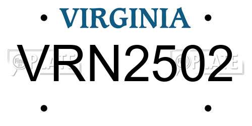 VRN2502 Virginia License Plate