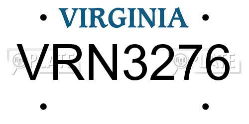 VRN3276 Virginia License Plate