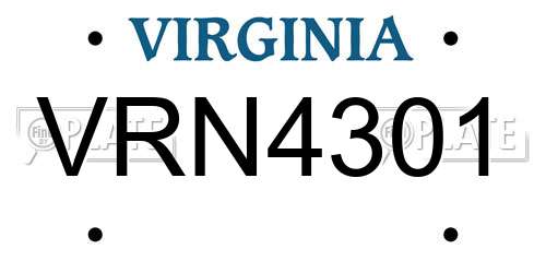 VRN4301 Virginia License Plate