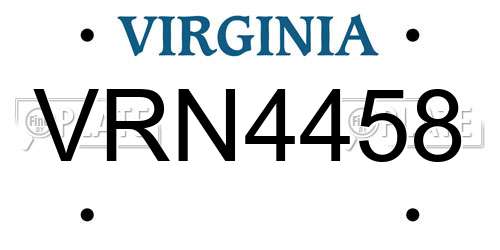 VRN4458 Virginia License Plate
