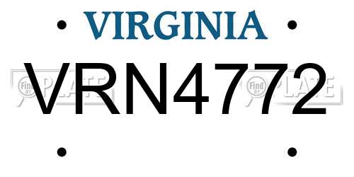 VRN4772 Virginia License Plate