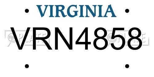 VRN4858 Virginia License Plate