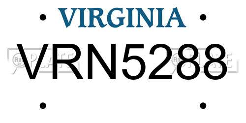 VRN5288 Virginia License Plate