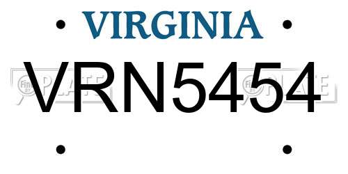 VRN5454 Virginia License Plate