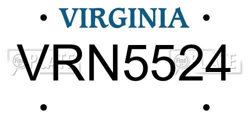 VRN5524 Virginia License Plate