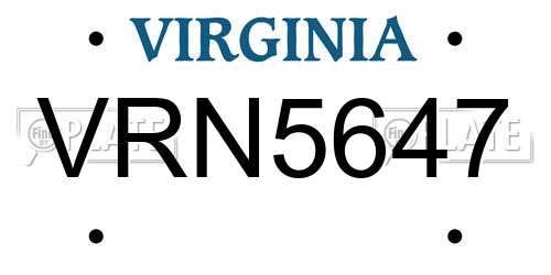 VRN5647 Virginia License Plate