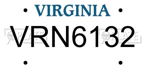 VRN6132 Virginia License Plate
