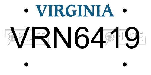 VRN6419 Virginia License Plate