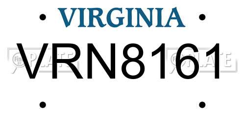 VRN8161 Virginia License Plate