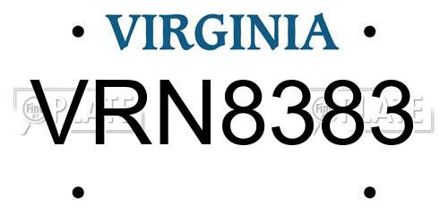 VRN8383 Virginia License Plate