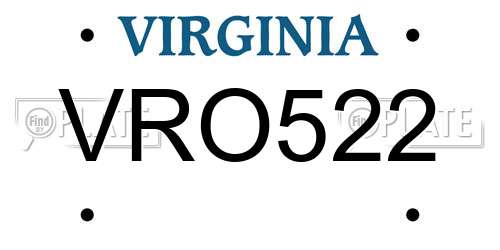 VRO522 Virginia License Plate