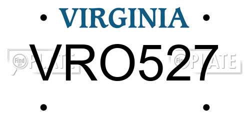 VRO527 Virginia License Plate