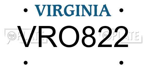 VRO822 Virginia License Plate