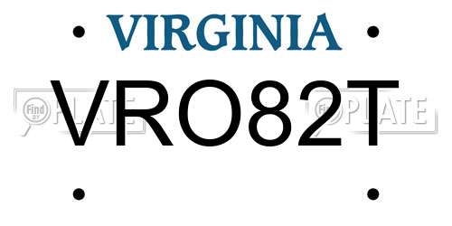 VRO82T Virginia License Plate