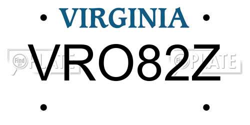VRO82Z Virginia License Plate