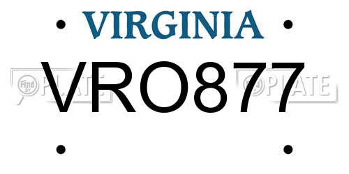 VRO877 Virginia License Plate