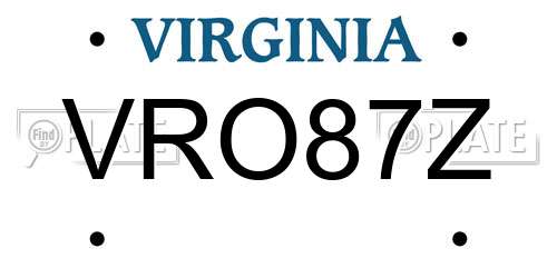 VRO87Z Virginia License Plate