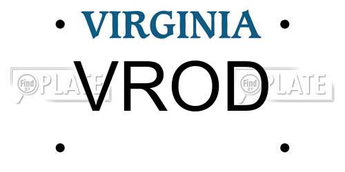 VROD Virginia License Plate