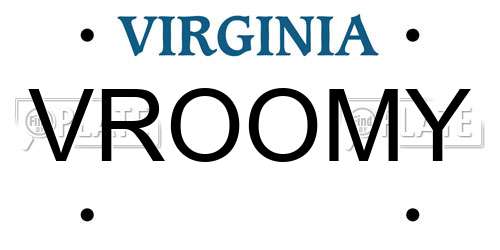 VROOMY Virginia License Plate