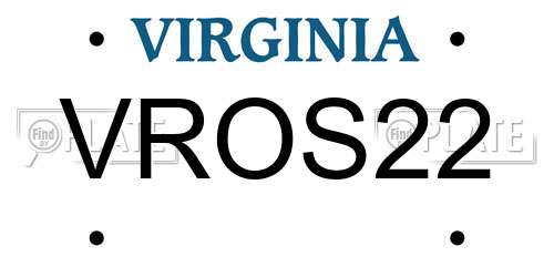 VROS22 Virginia License Plate