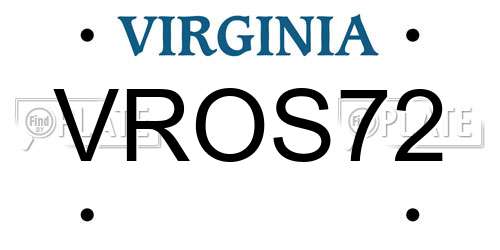 VROS72 Virginia License Plate