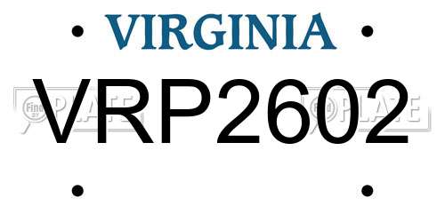 VRP2602 Virginia License Plate