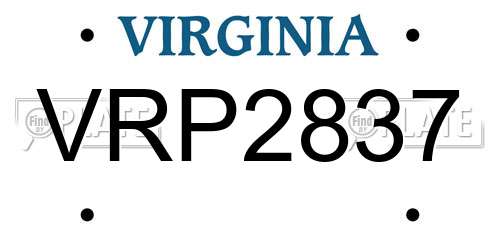 VRP2837 Virginia License Plate