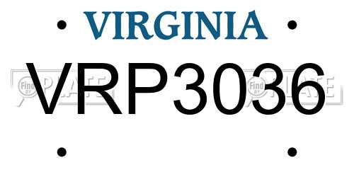 VRP3036 Virginia License Plate