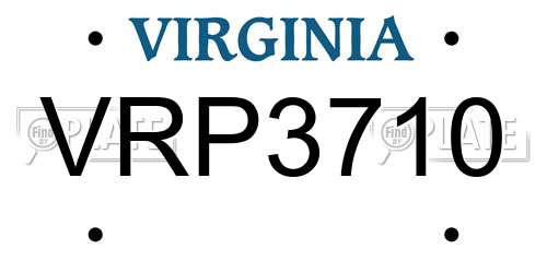 VRP3710 Virginia License Plate