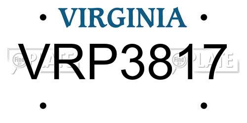 VRP3817 Virginia License Plate