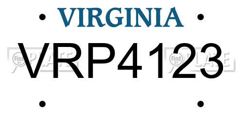 VRP4123 Virginia License Plate