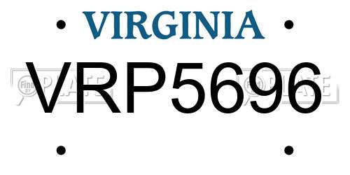 VRP5696 Virginia License Plate