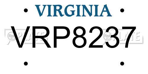 VRP8237 Virginia License Plate