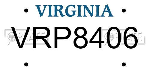 VRP8406 Virginia License Plate