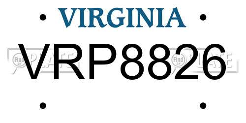 VRP8826 Virginia License Plate
