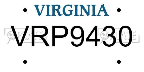 VRP9430 Virginia License Plate