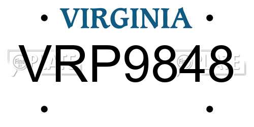 VRP9848 Virginia License Plate