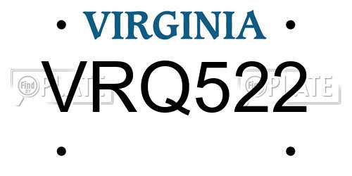 VRQ522 Virginia License Plate