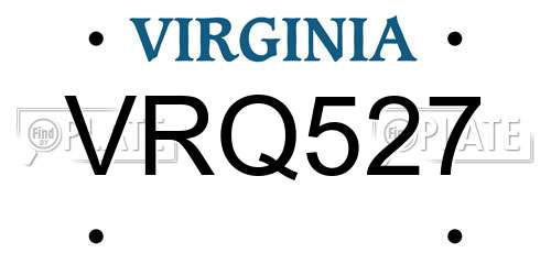 VRQ527 Virginia License Plate