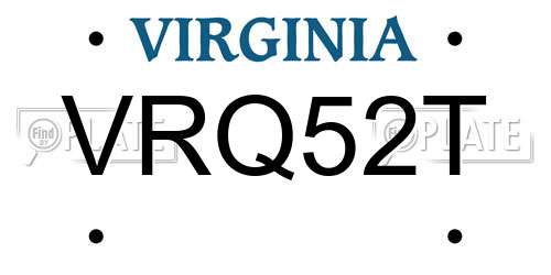 VRQ52T Virginia License Plate