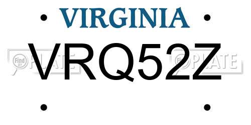 VRQ52Z Virginia License Plate