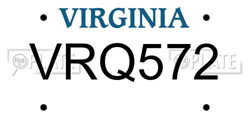 VRQ572 Virginia License Plate