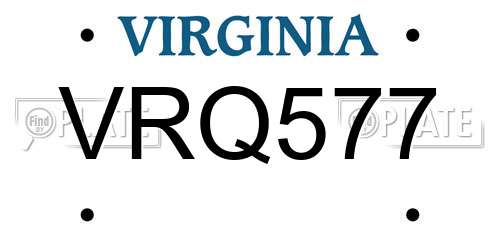 VRQ577 Virginia License Plate